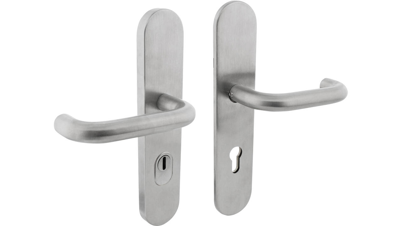 SKG3 veiligheidsbeslag ovaal verdekt 255x52mm kruk/kruk Rond profielcilindergat 72mm met kerntrekbeveiliging rvs