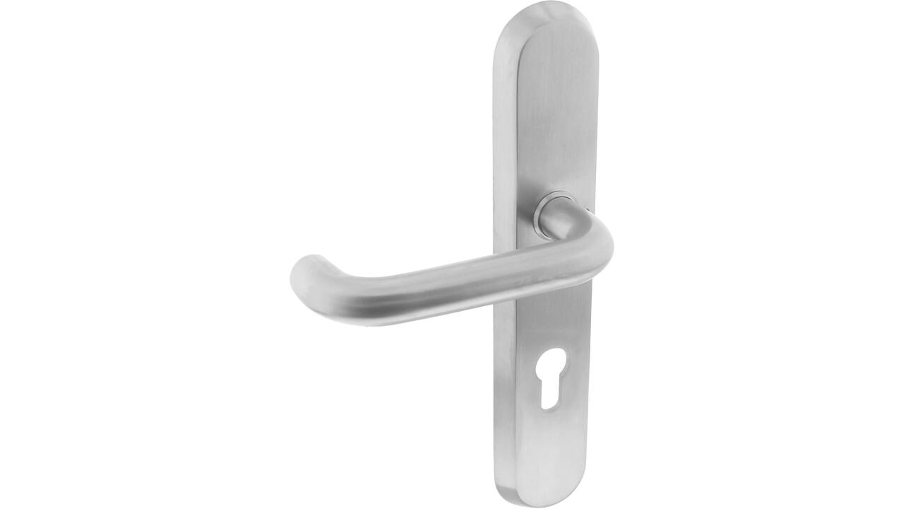 SKG3 veiligheid buitenschild ovaal 250x50mm met kruk Rond met veerconstructie profielcilindergat 72mm rvs