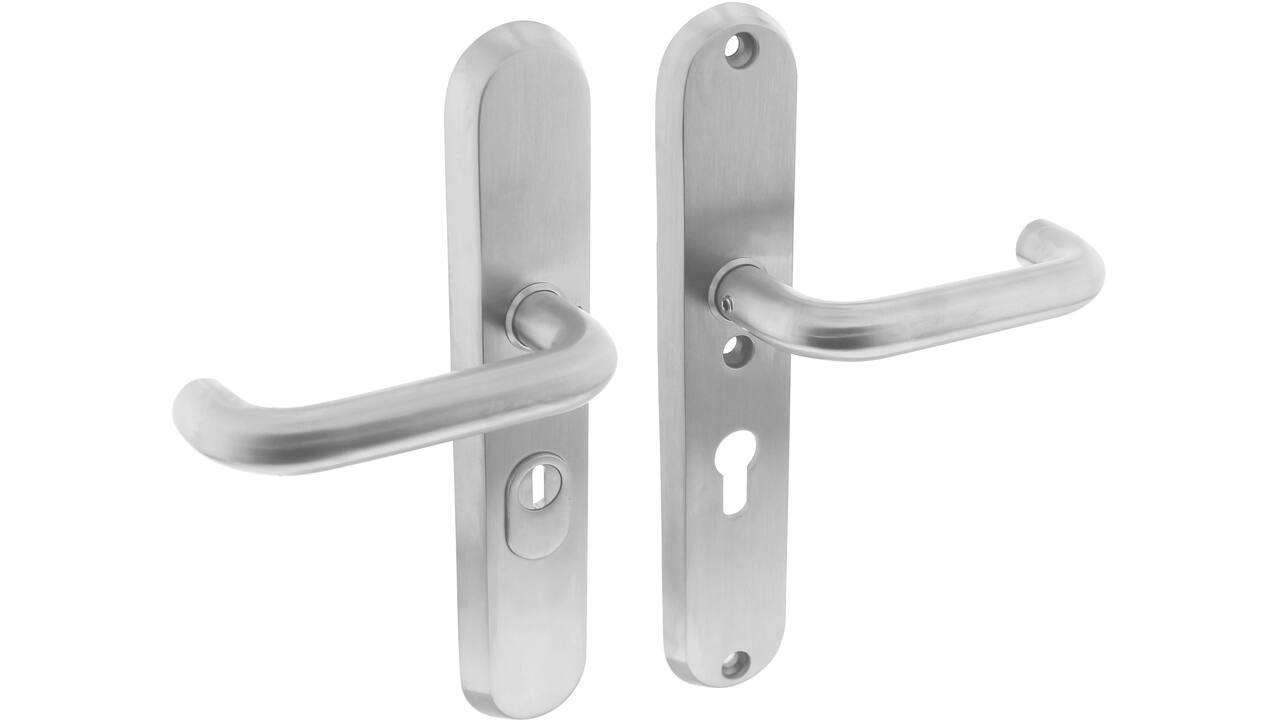 SKG3 veiligheidsbeslag ovaal 250x50mm kruk/kruk Rond met veerconstructie profielcilindergat 55mm met kerntrekbeveiliging rvs