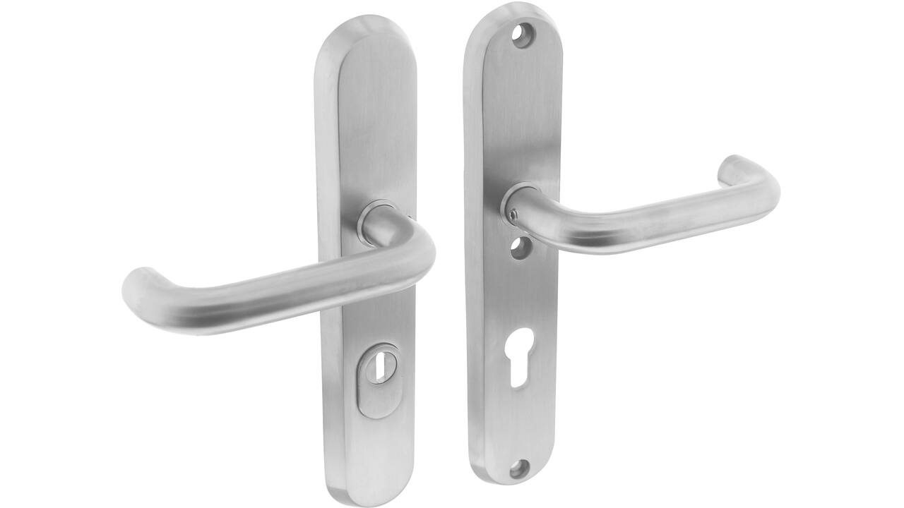 SKG3 veiligheidsbeslag ovaal 250x50mm kruk/kruk Rond met veerconstructie profielcilindergat 72mm met kerntrekbeveiliging rvs