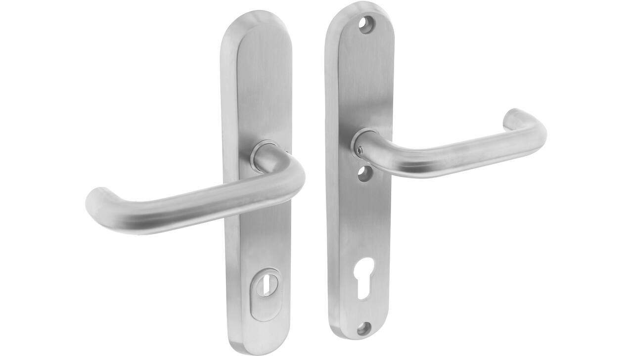 SKG3 veiligheidsbeslag ovaal 250x50mm kruk/kruk Rond met veerconstructie profielcilindergat 92mm met kerntrekbeveiliging rvs
