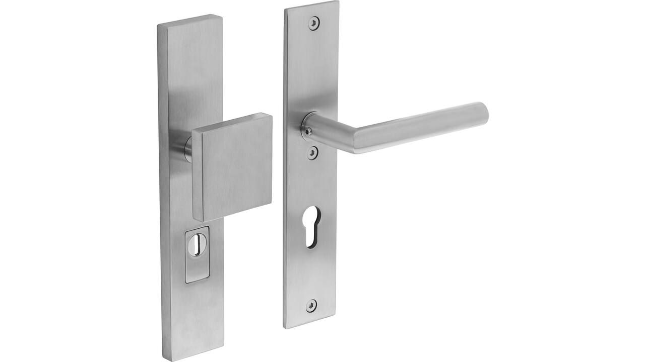 SKG3 veiligheidsbeslag rechthoekig 250x50mm greep/kruk Jura profielcilindergat 72mm met kerntrekbeveiliging rvs