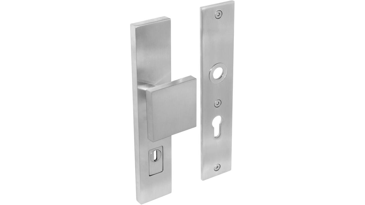 SKG3 veiligheidsschilden rechthoekig 250x50mm met greep profielcilindergat 92mm met kerntrekbeveiliging rvs