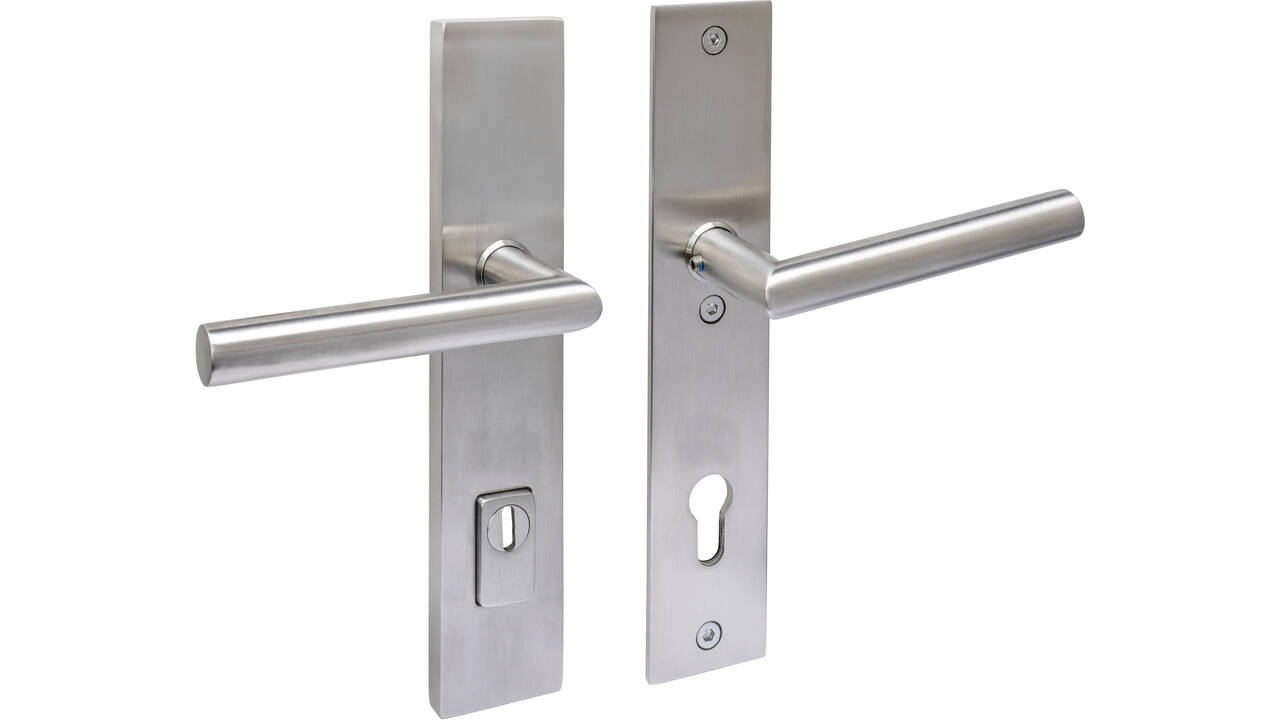 SKG3 veiligheidsbeslag rechthoekig 250x50mm kruk/kruk Jura met veerconstructie profielcilindergat 92mm met kerntrekbeveiliging rvs