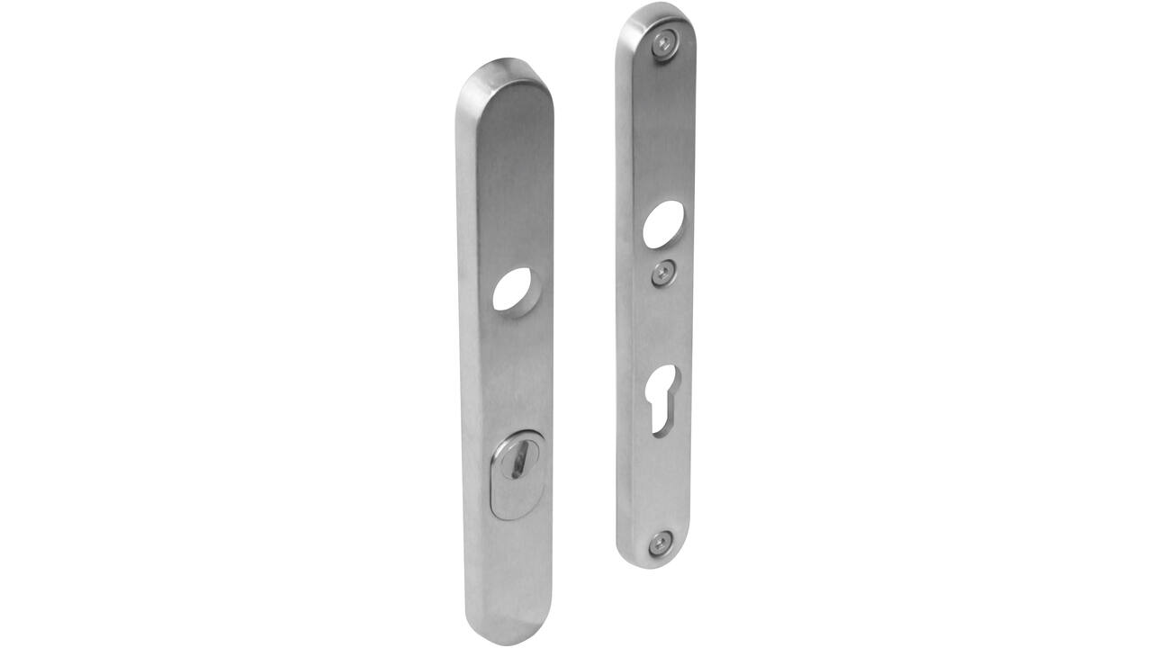 SKG3 veiligheidsschilden ovaal smal 254x35mm profielcilindergat 72mm met kerntrekbeveiliging rvs
