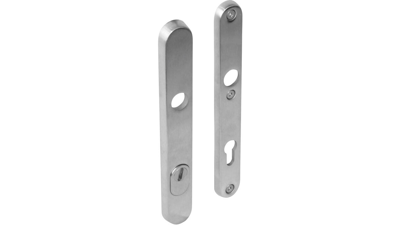 SKG3 veiligheidsschilden ovaal smal 254x35mm profielcilindergat 92mm met kerntrekbeveiliging rvs