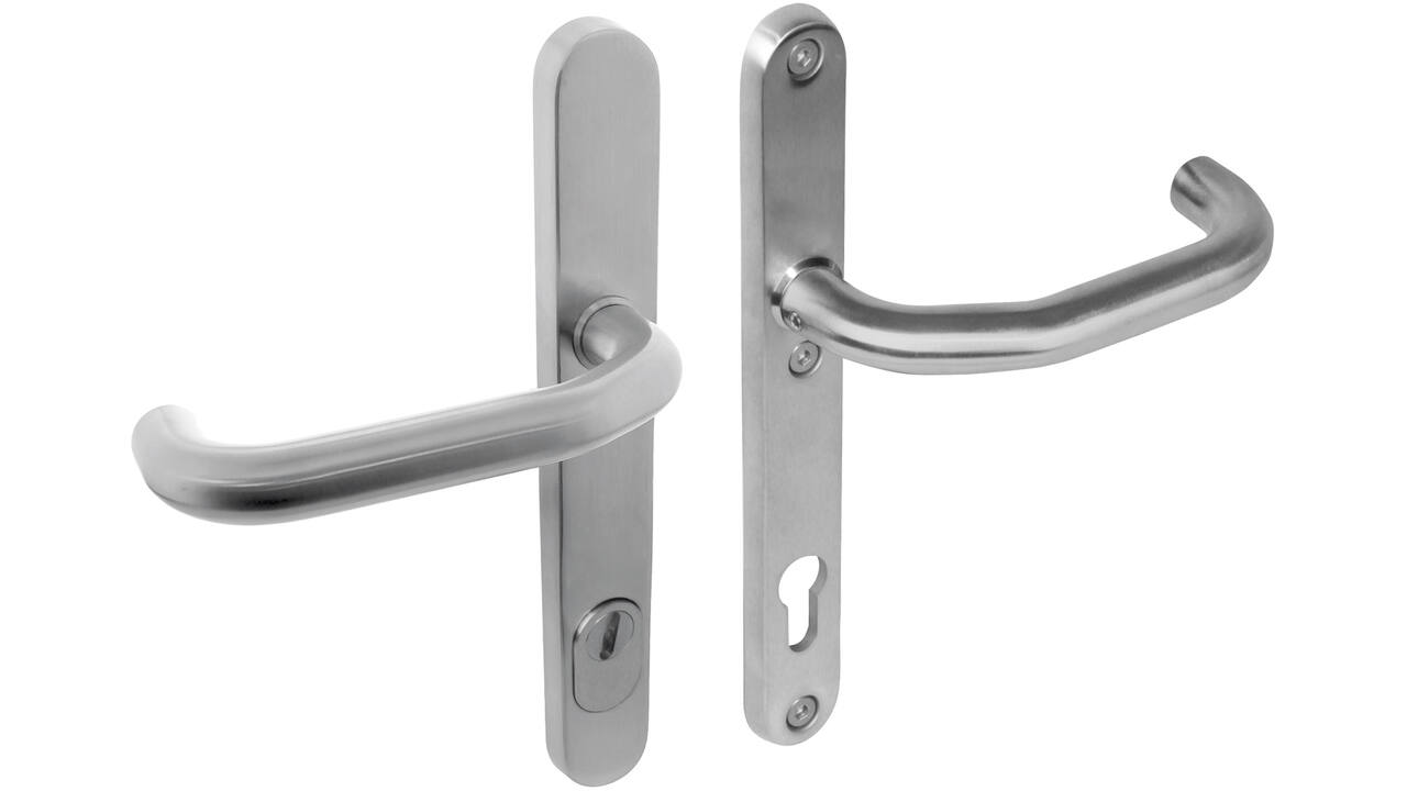 SKG3 veiligheidsbeslag ovaal smal 254x35mm kruk/kruk Verkropt profielcilindergat 92mm met kerntrekbeveiliging rvs