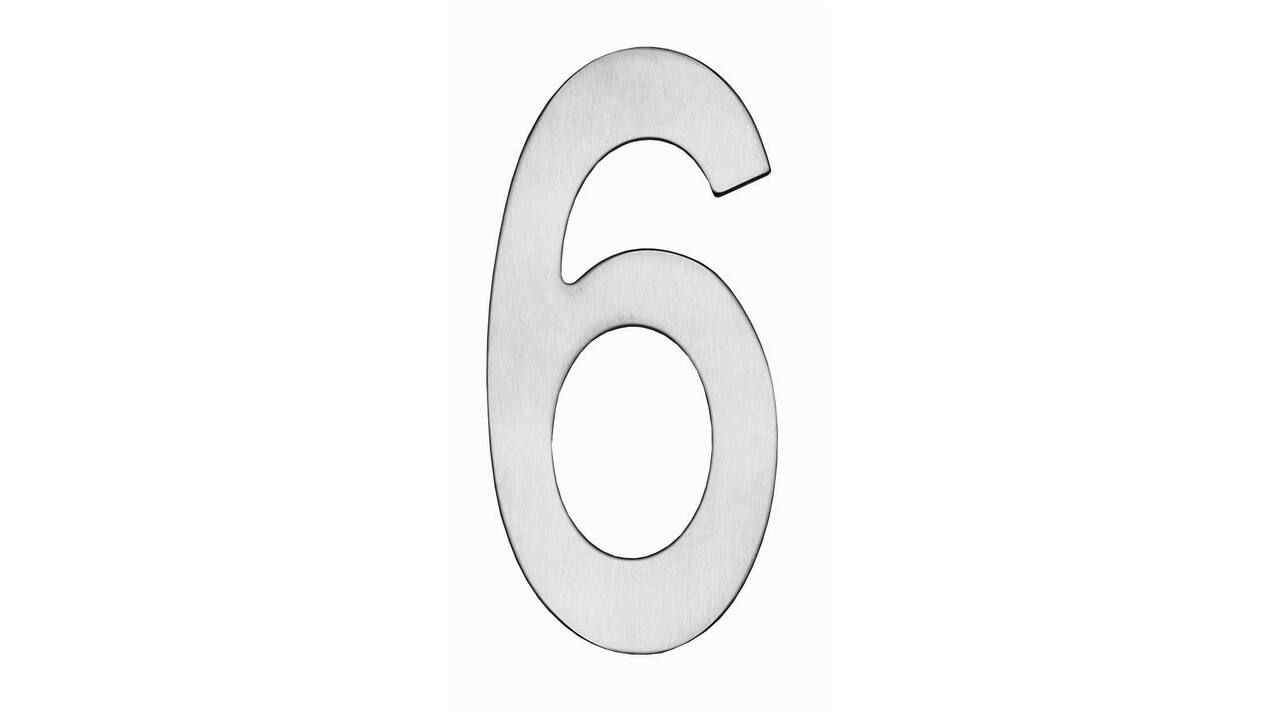 Huisnummer 6 150mm rvs