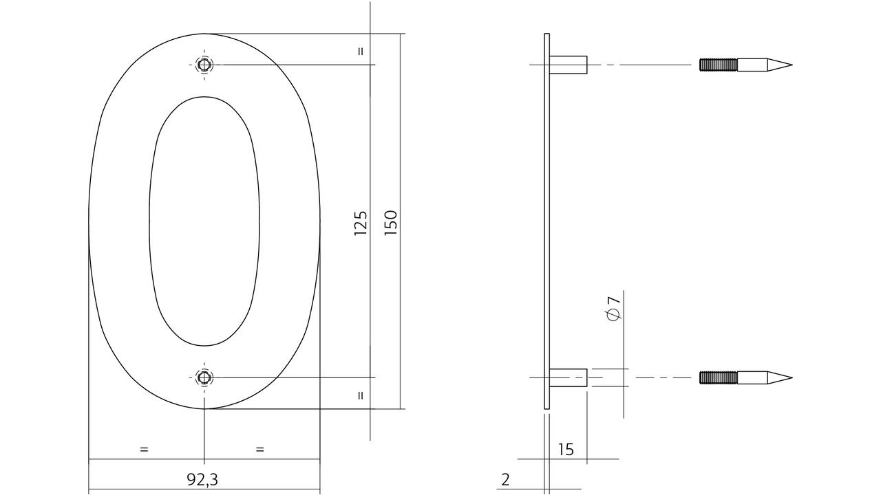 Huisnummer 0 150mm rvs