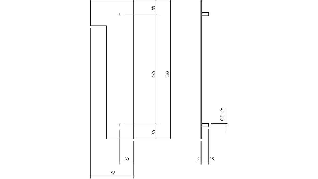 Huisnummer 1 XL 300mm rvs