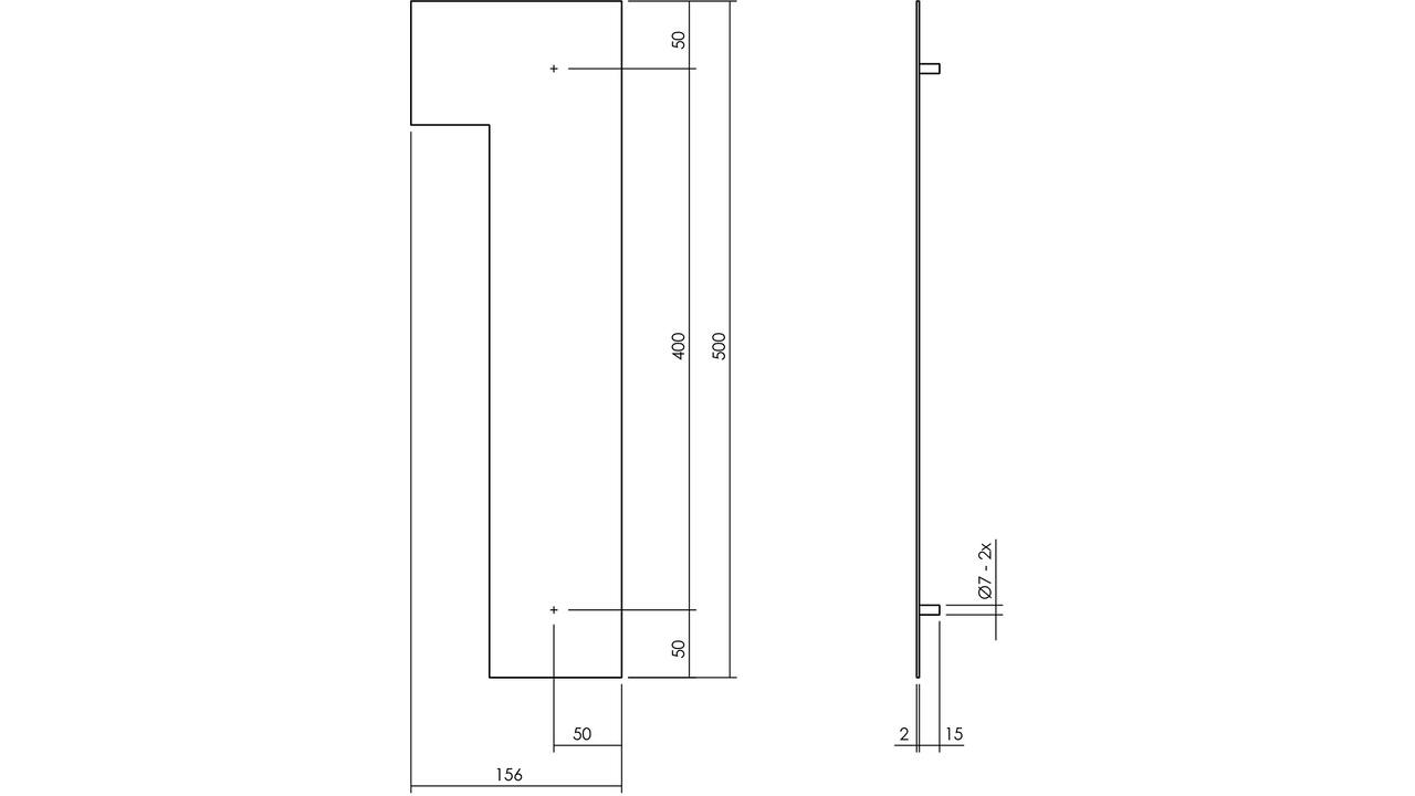 Huisnummer 1 XXL 500mm rvs