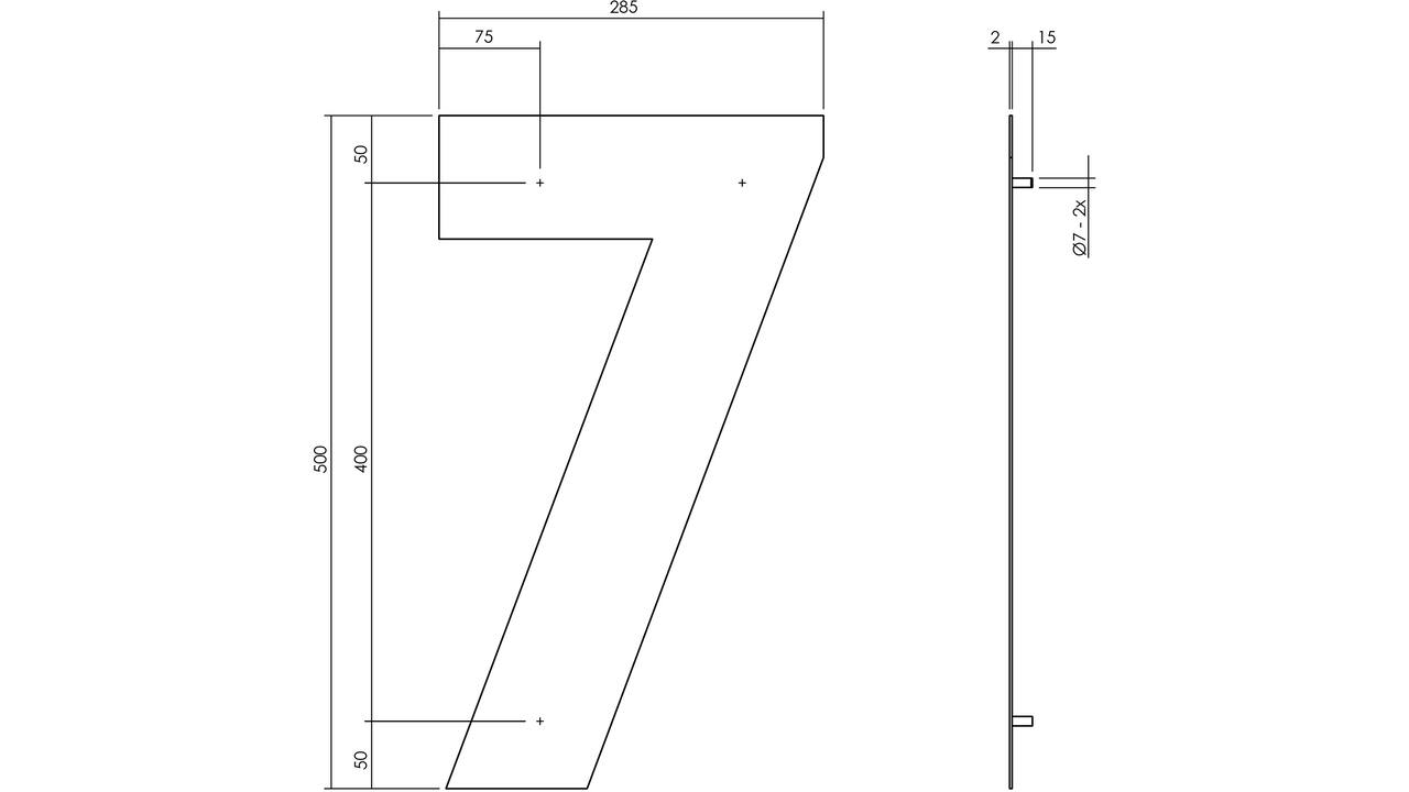 Huisnummer 7 XXL 500mm rvs