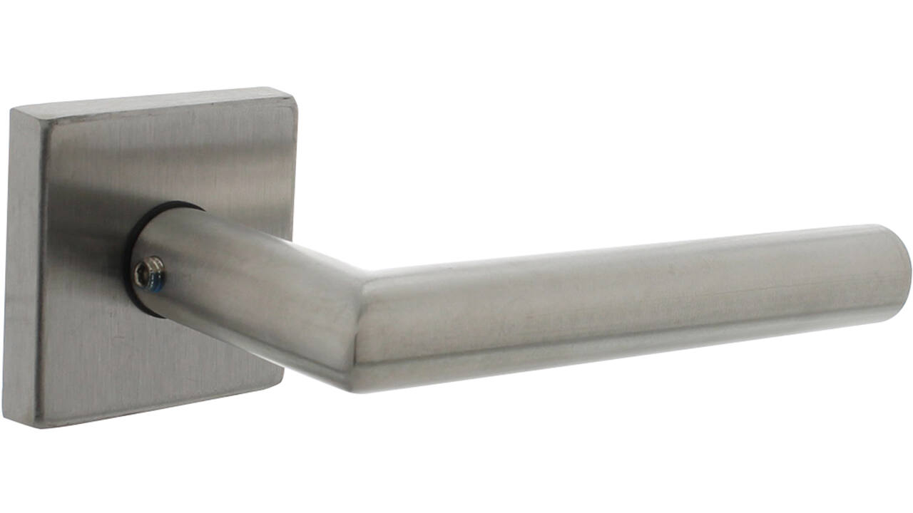 Deurkruk Jura met rozet massief verdekt 53x53x10mm met nokken rvs