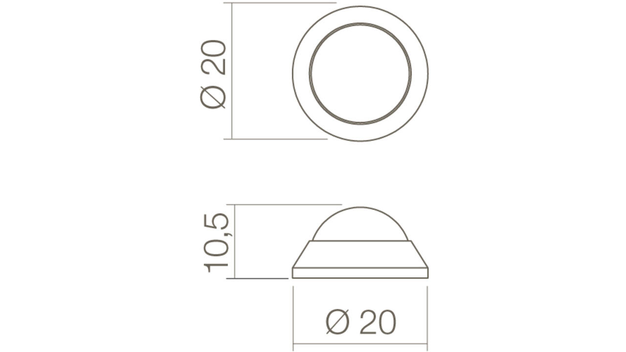 Deurstop bol ø20x10mm wandmontage rvs