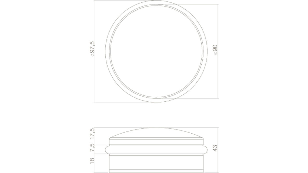 Deurstop Rondo ø100x50mm, aanslag hoogte 31mm rvs