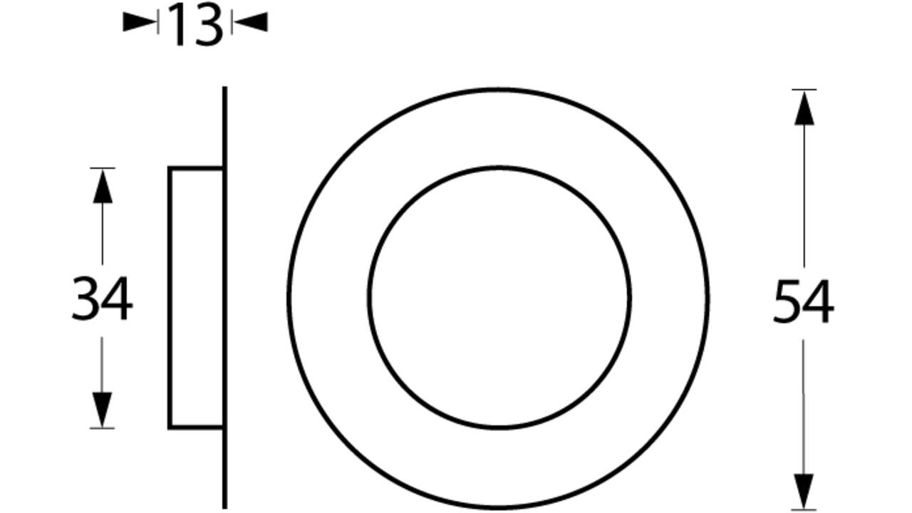 Schuifdeurkom rond 34/55mm verdekt rvs