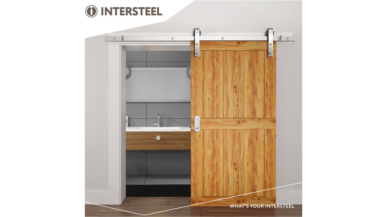 Schuifdeursysteem 2x1 meter met hangrollen recht 290mm rvs