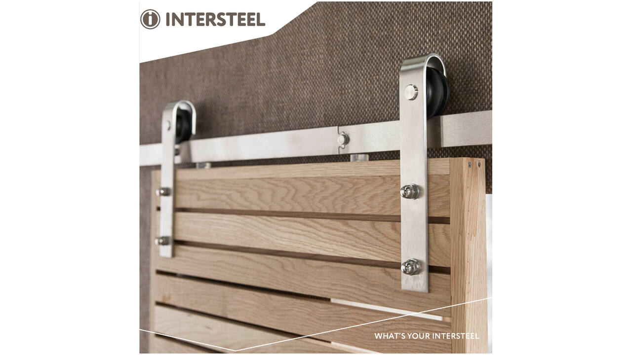 Schuifdeursysteem 2x1 meter met hangrollen recht 290mm rvs