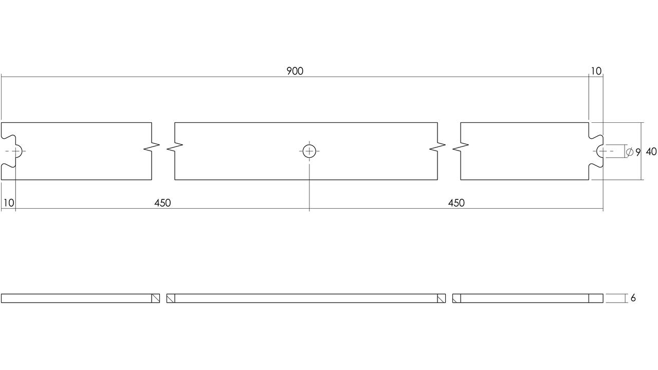 Tussenrail 90cm tbv schuifdeursysteem inclusief bevestigingsset rvs