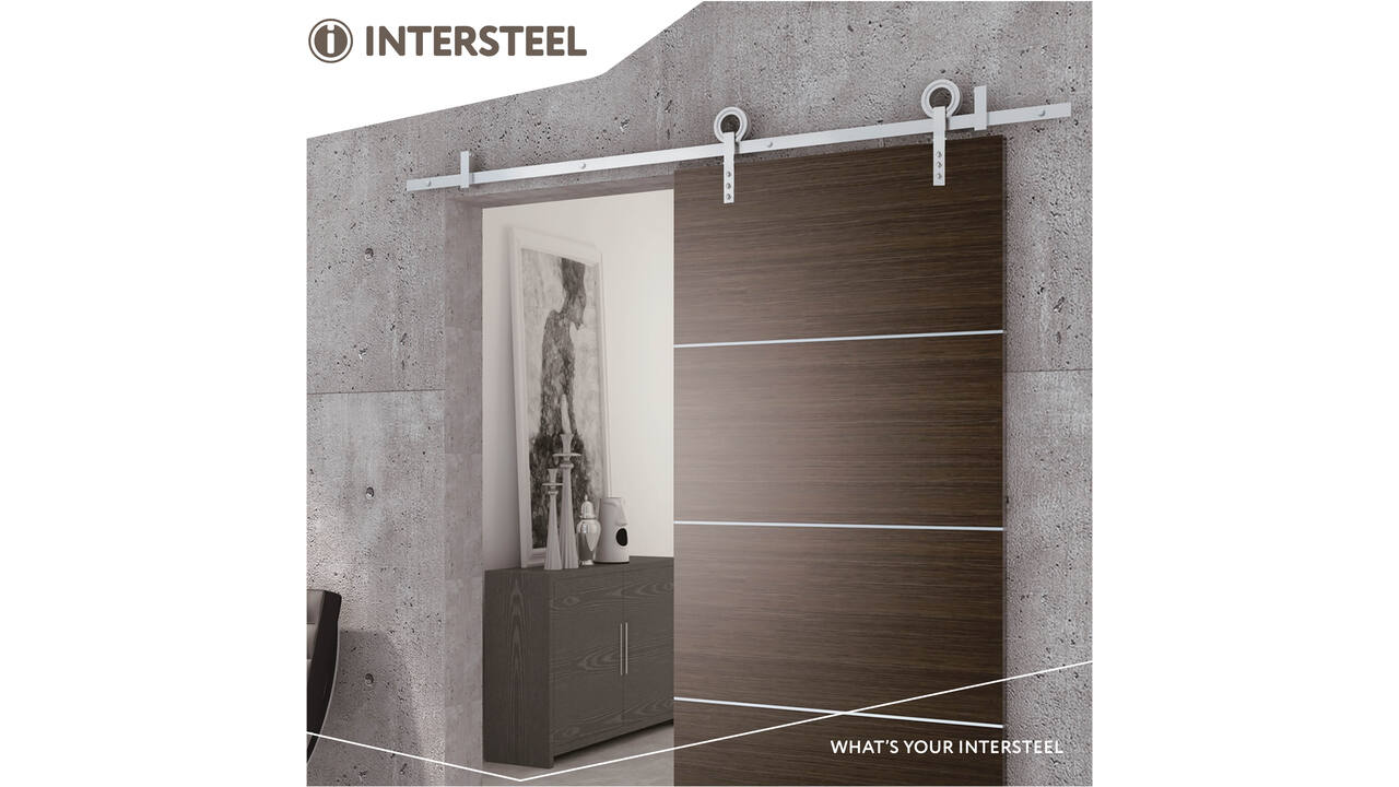 Schuifdeursysteem 2x1 meter met hangrollen open wiel 255mm rvs