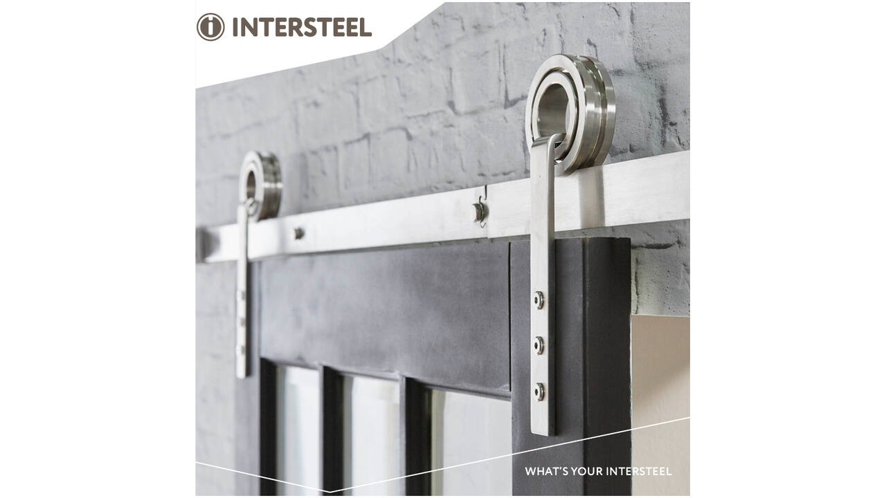 Schuifdeursysteem 2x1 meter met hangrollen open wiel 255mm rvs
