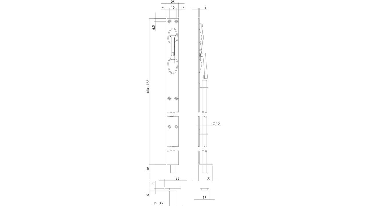 Kantschuif (geheel RVS ) 25mm/150mm RVS