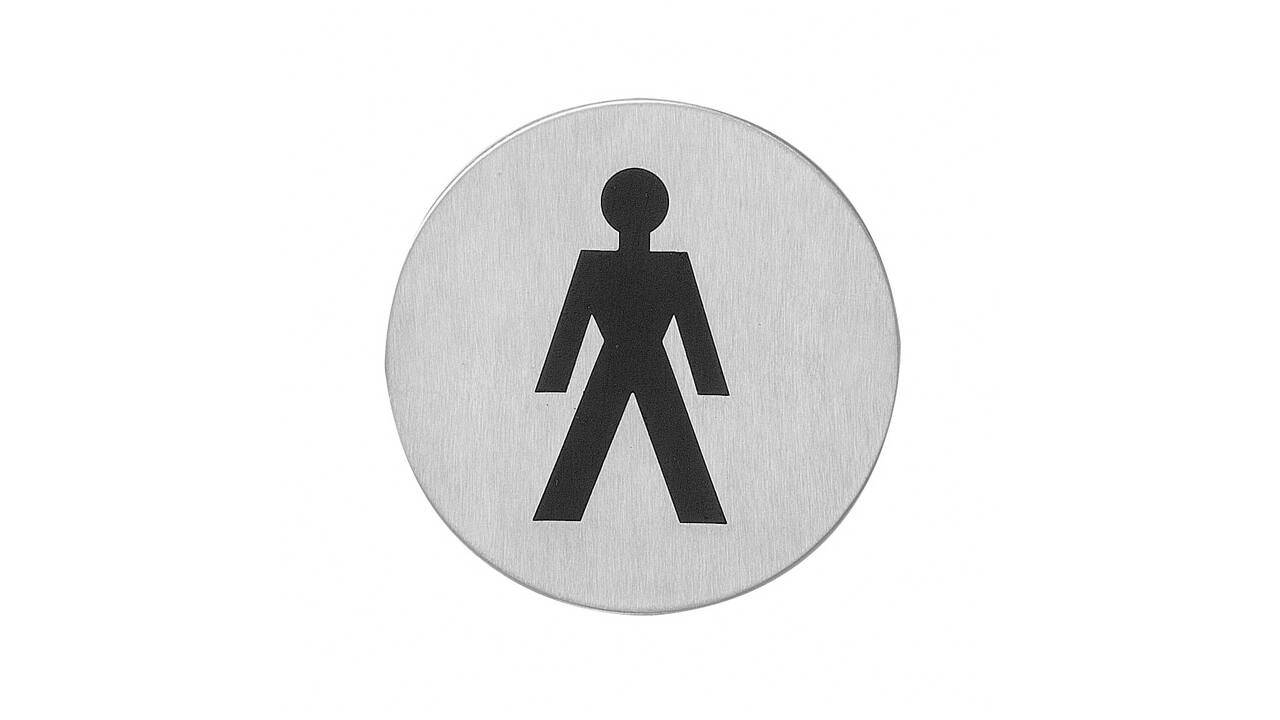 Pictogram zelfklevend rond ø76mm WC heren rvs