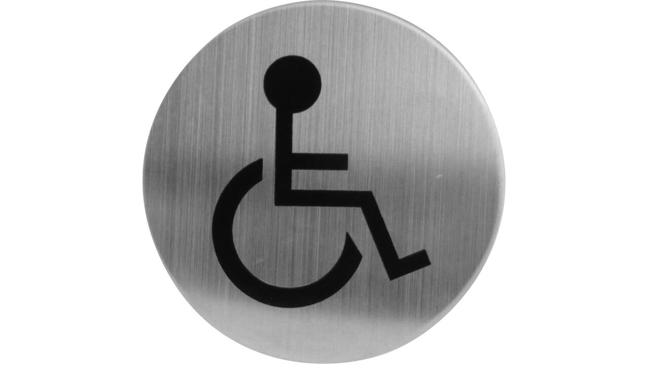 Pictogram zelfklevend rond ø76mm WC minder valide rvs
