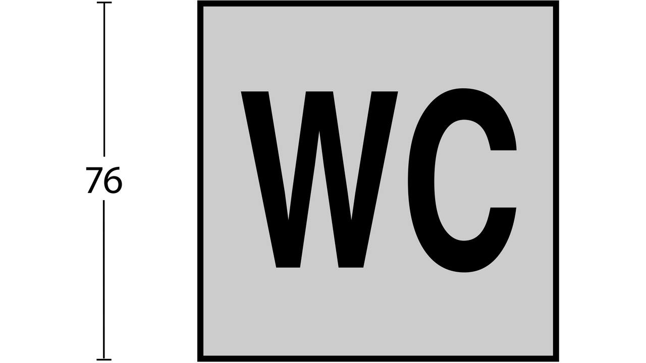 Pictogram zelfklevend vierkant 76x76mm WC minder valide rvs