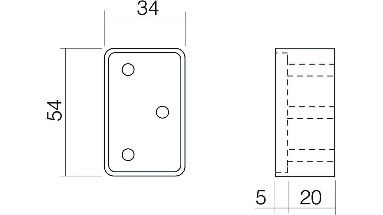 Opvulblok 20 mm kierstandhouder voor opdek raam of deur met bevestiging rvs