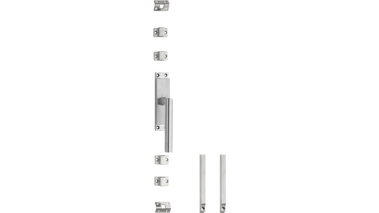 Set kruk-espagnolet rechts Hoek 90° ø19mm incl stangenset 2x 1245mm rvs geborsteld