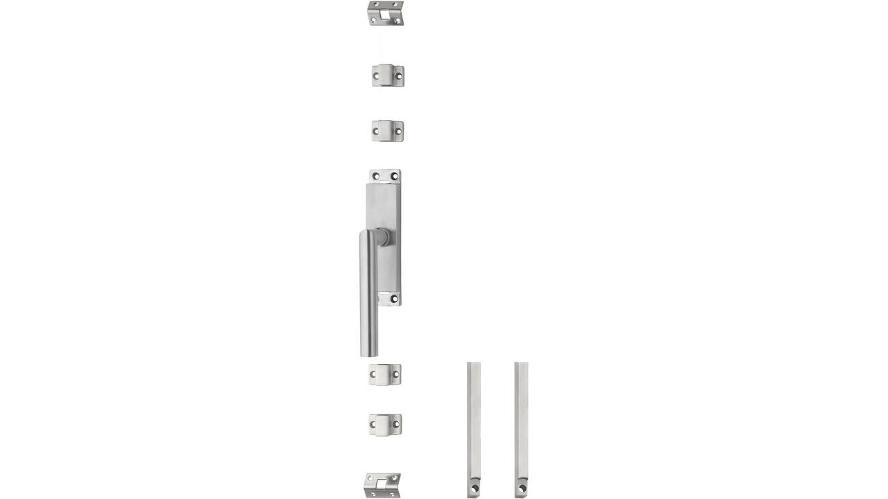 Set kruk-espagnolet links Hoek 90° ø19mm incl stangenset 2x 1245mm rvs geborsteld