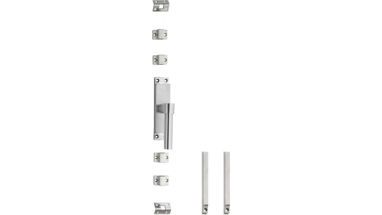 Set kruk-espagnolet rechts L-recht inclusief stangenset 2x 1245mm rvs geborsteld