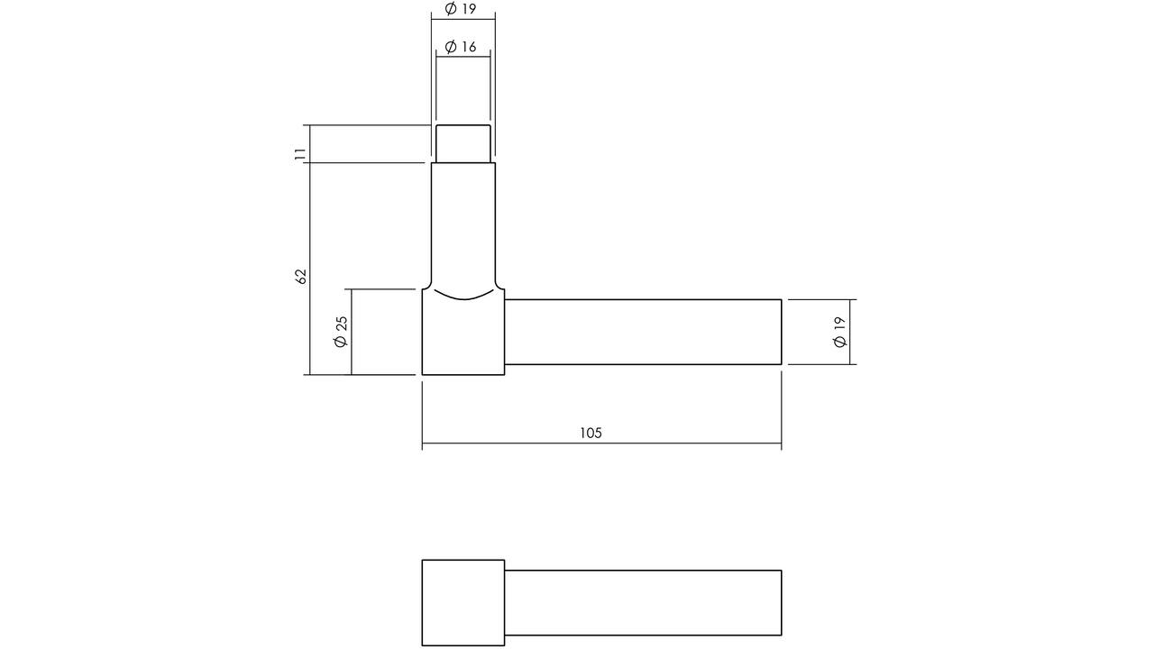 Set kruk-espagnolet rechts L-recht inclusief stangenset 2x 1245mm rvs geborsteld