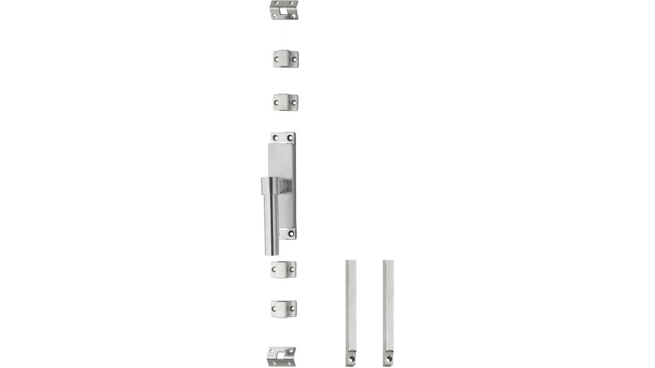 Set kruk-espagnolet links L-recht inclusief stangenset 2x 1245mm rvs geborsteld