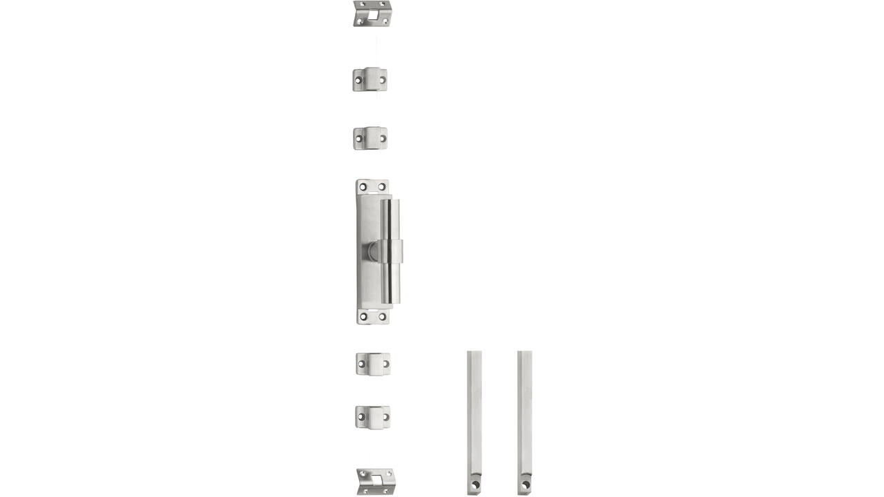 Set kruk-espagnolet rechts T-recht inclusief stangenset 2x 1245mm rvs geborsteld