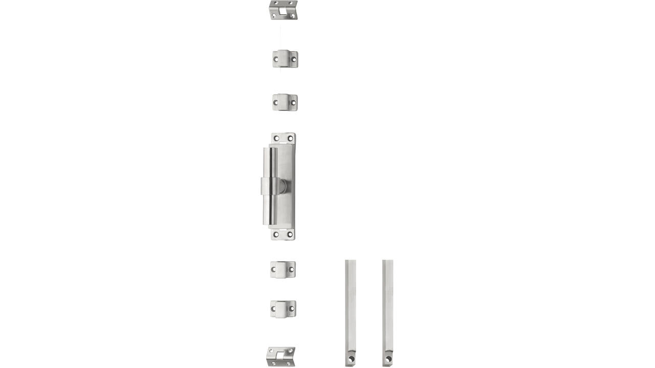 Set kruk-espagnolet links T-recht inclusief stangenset 2x 1245mm rvs geborsteld