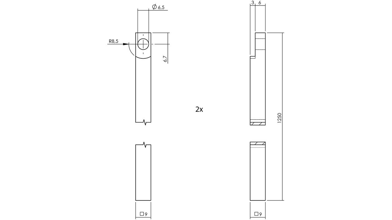 Set kruk-espagnolet links T-recht inclusief stangenset 2x 1245mm rvs geborsteld