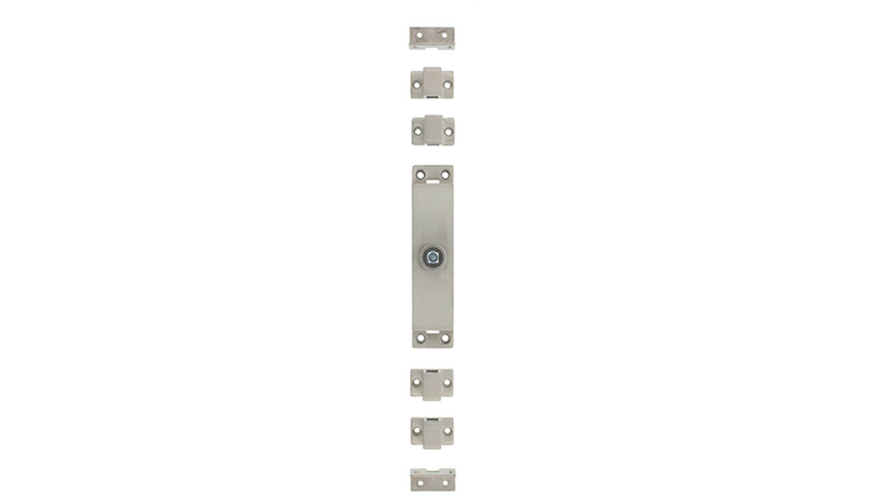 Kruk-espagnolet huis links RVS  incl.4 geleidehuisjes/2 hoekplaatjes