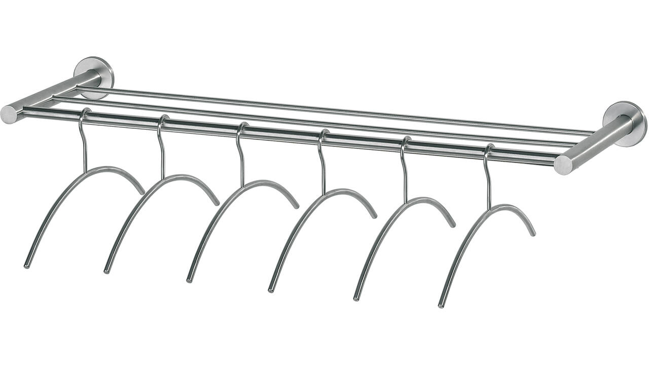 Garderobe 1 meter met 6 kledinghangers rvs
