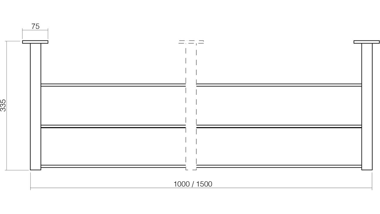 Garderobe 1 meter met 6 kledinghangers rvs
