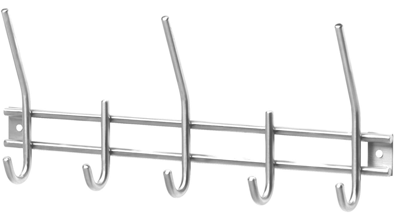 Garderobe rek 378x155mm met 5 haken rvs