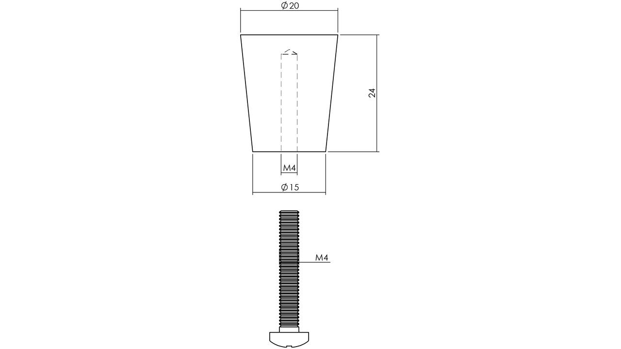 Meubelknop conisch ø20mm rvs