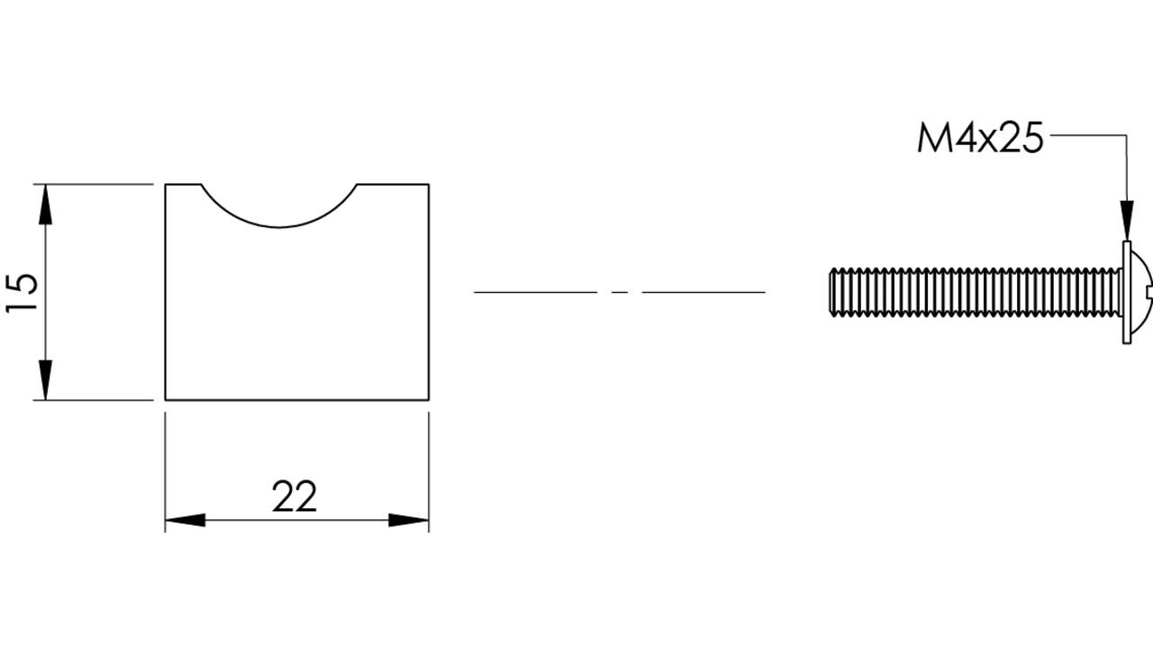Meubelknop vingergrip ø15mm rvs