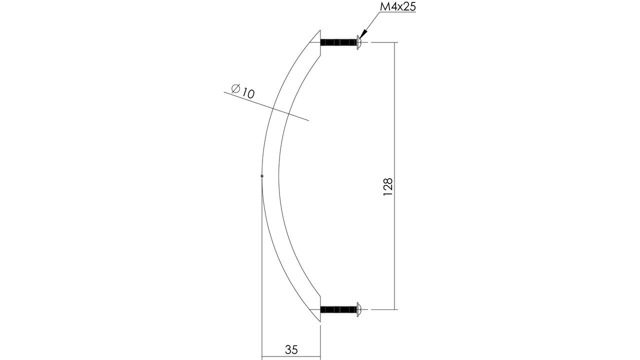 Draadgreep gebogen ø10 128mm rvs