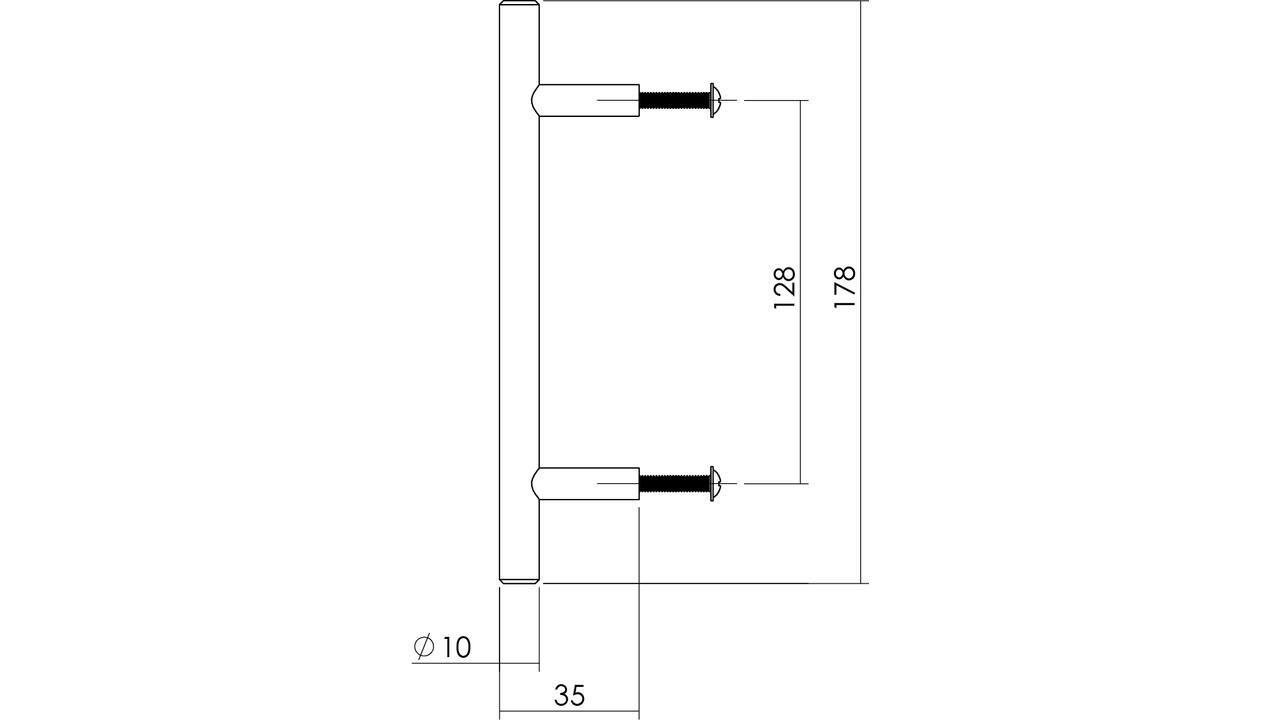 Keukengreep ø10 x 128/178mm rvs