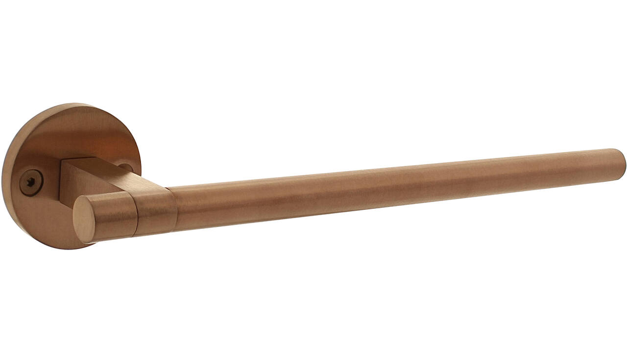 Deurkruk Shiraat by Grand & Johnson op rozet éénzijdig verdekt (li) ø55x8mm PVD koper mat