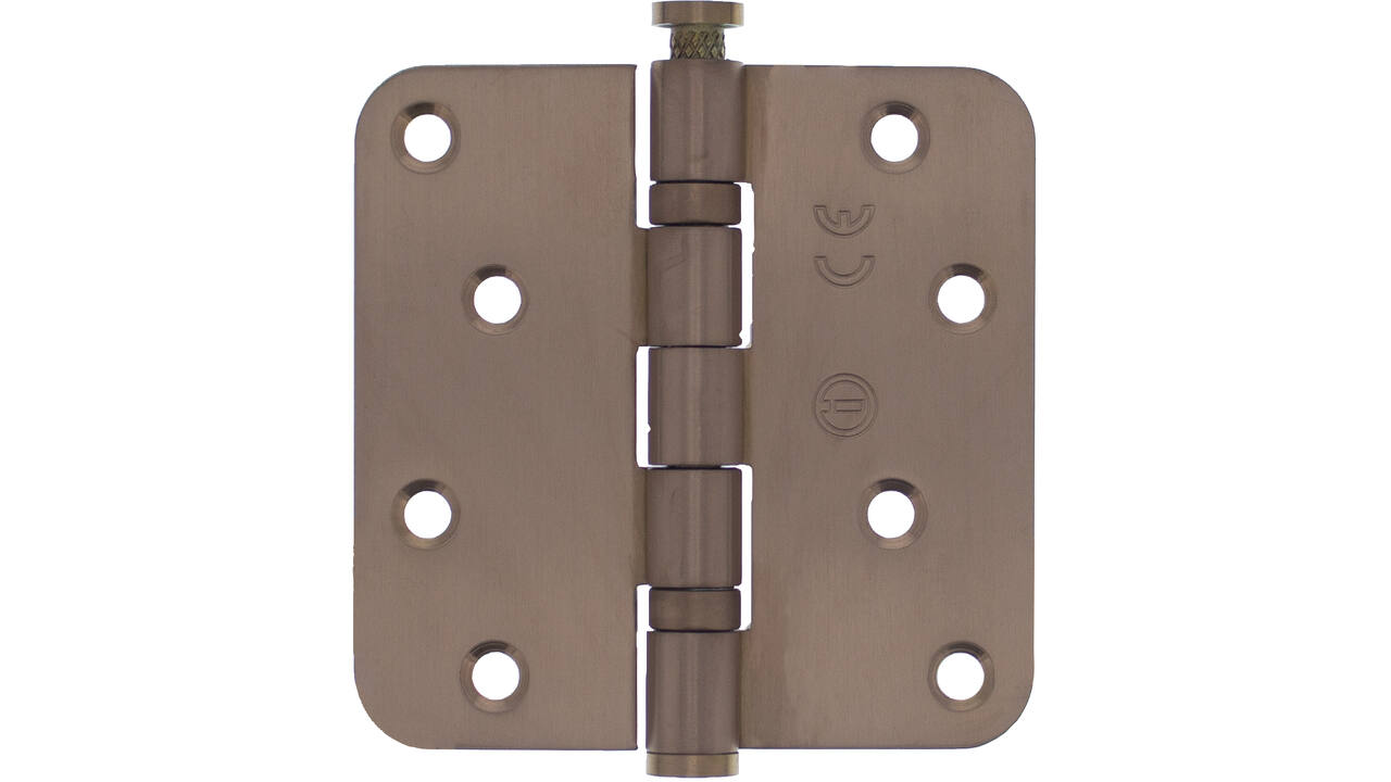 Kogellagerscharnier afgerond 3,5" (89x89x2,5mm) CE inclusief schroeven PVD brons