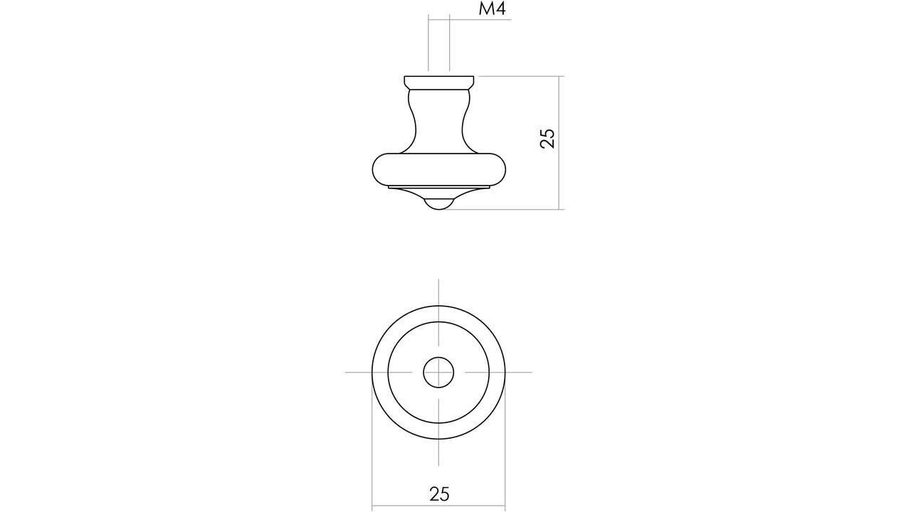 Meubelknop ø25mm smeedijzer zwart