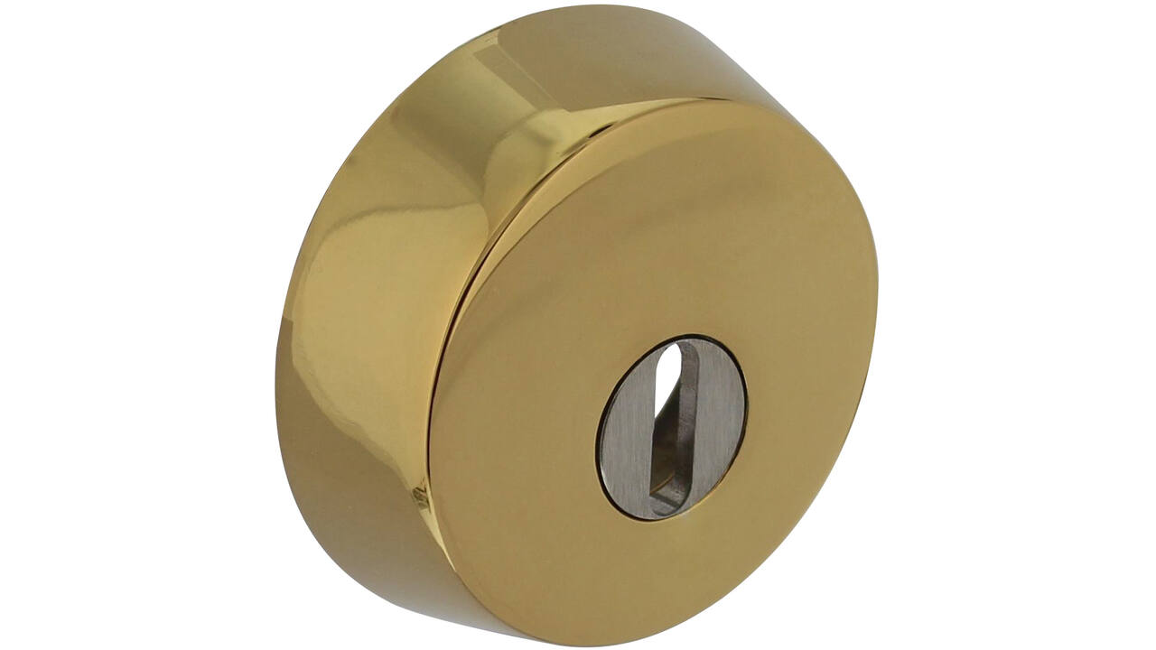 SKG3 veiligheidsrozet rond ø59x18mm tbv oplegsloten met kerntrekbeveiliging PVD messingkleur